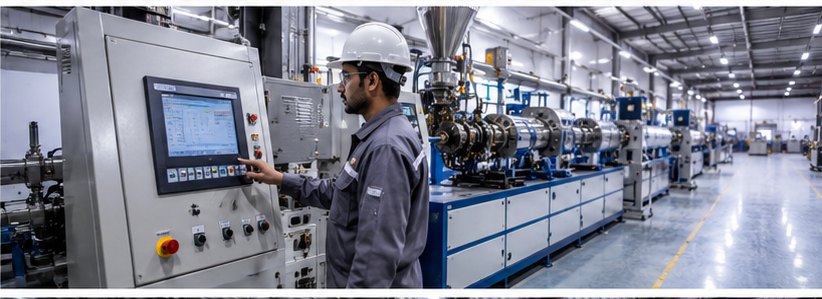 Extrusion line process control panel